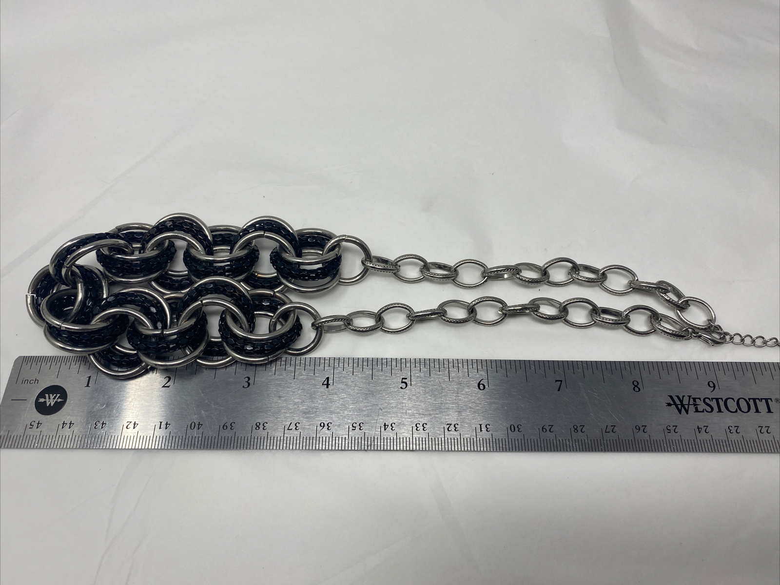 Beautiful Black & Silvertone Chain Link 19-22″ Necklace