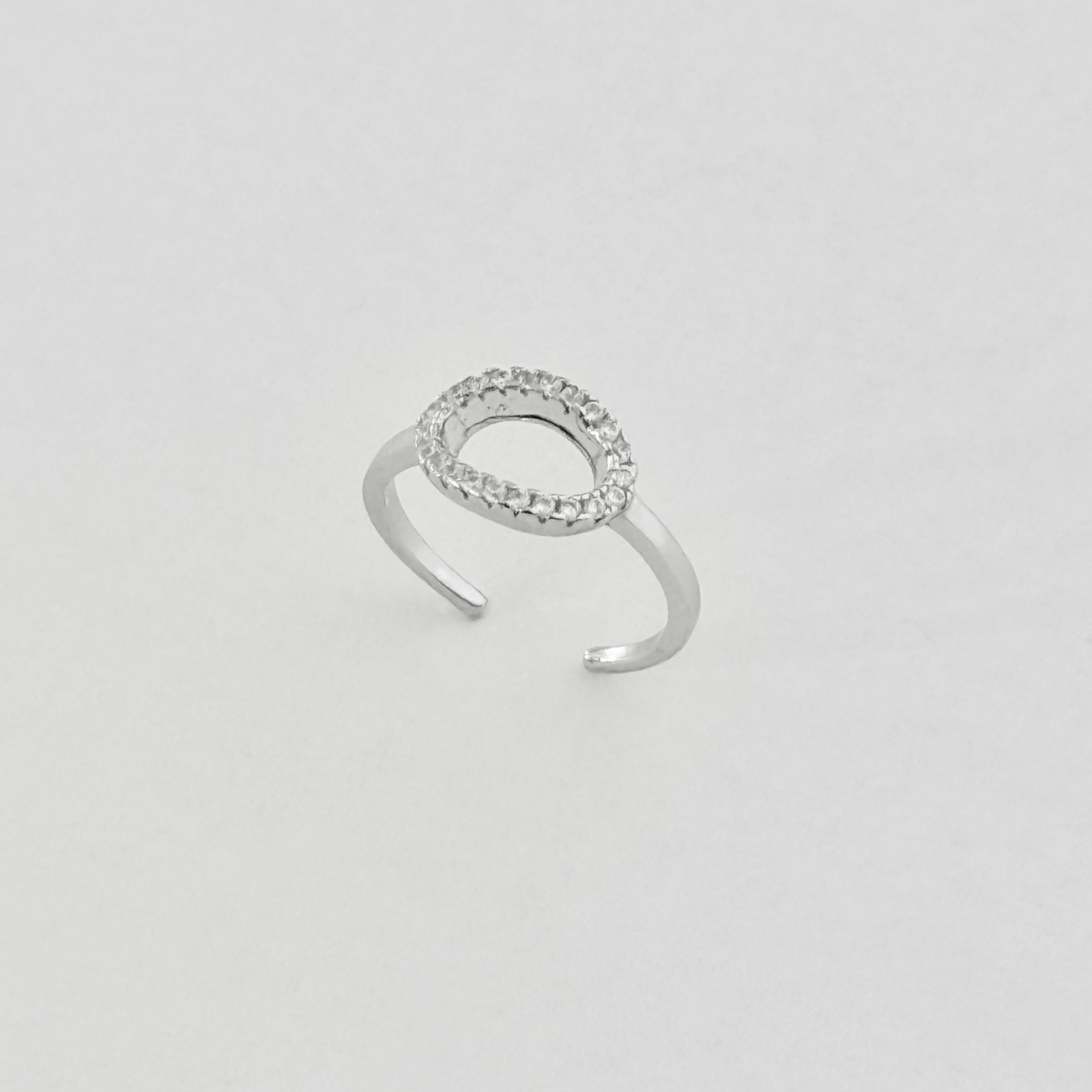 Sterling Silver Open Circle Toe Ring With Clear CZ, Toe Ring, Silver Rings