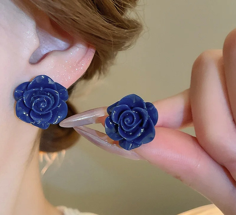 1pair Acrylic Camellia Flower Stud Earrings Women Party Jewelry – NEW