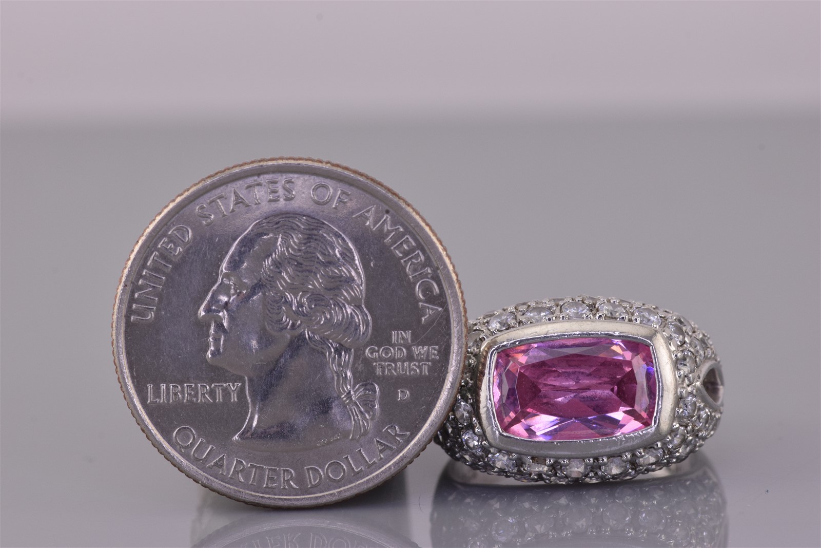 Ross Simon Sterling Silver Pink & White Cubic Zirconia Band Ring 925 Sz: 6