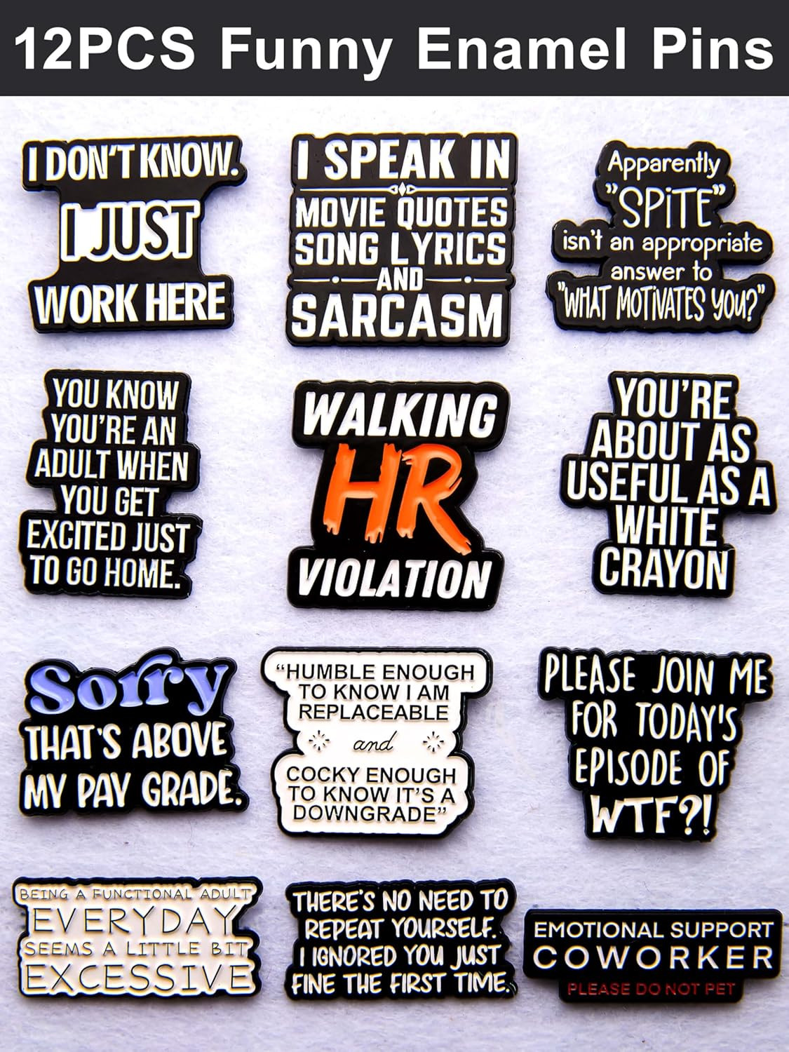 Funny Enamel Pins for Adults – Metal Humorous Pins for Backpacks, Jackets & Hats