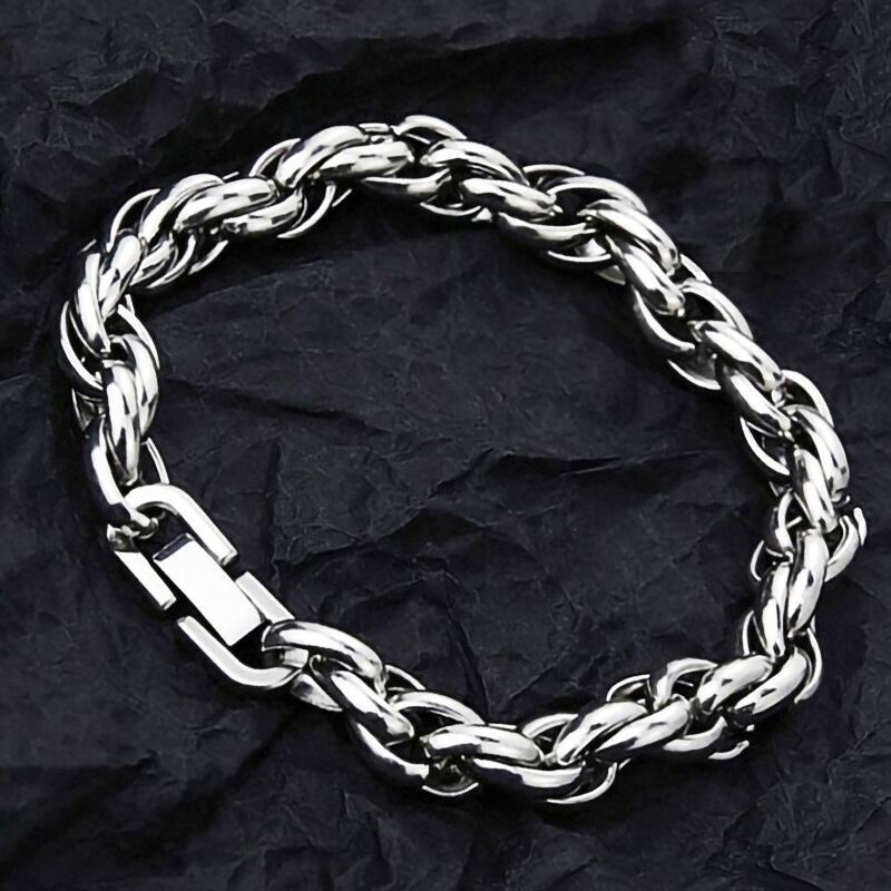 7/10mm Man Woman Stainless Steel Braided Rope Chain Bracelet Bangle Cuff
