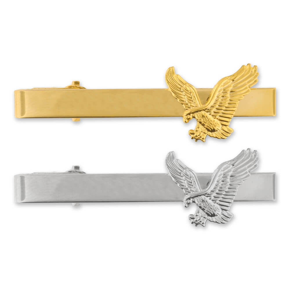 PinMart’s Soaring American Eagle Tie Clip Tie Bar – Gold or Silver