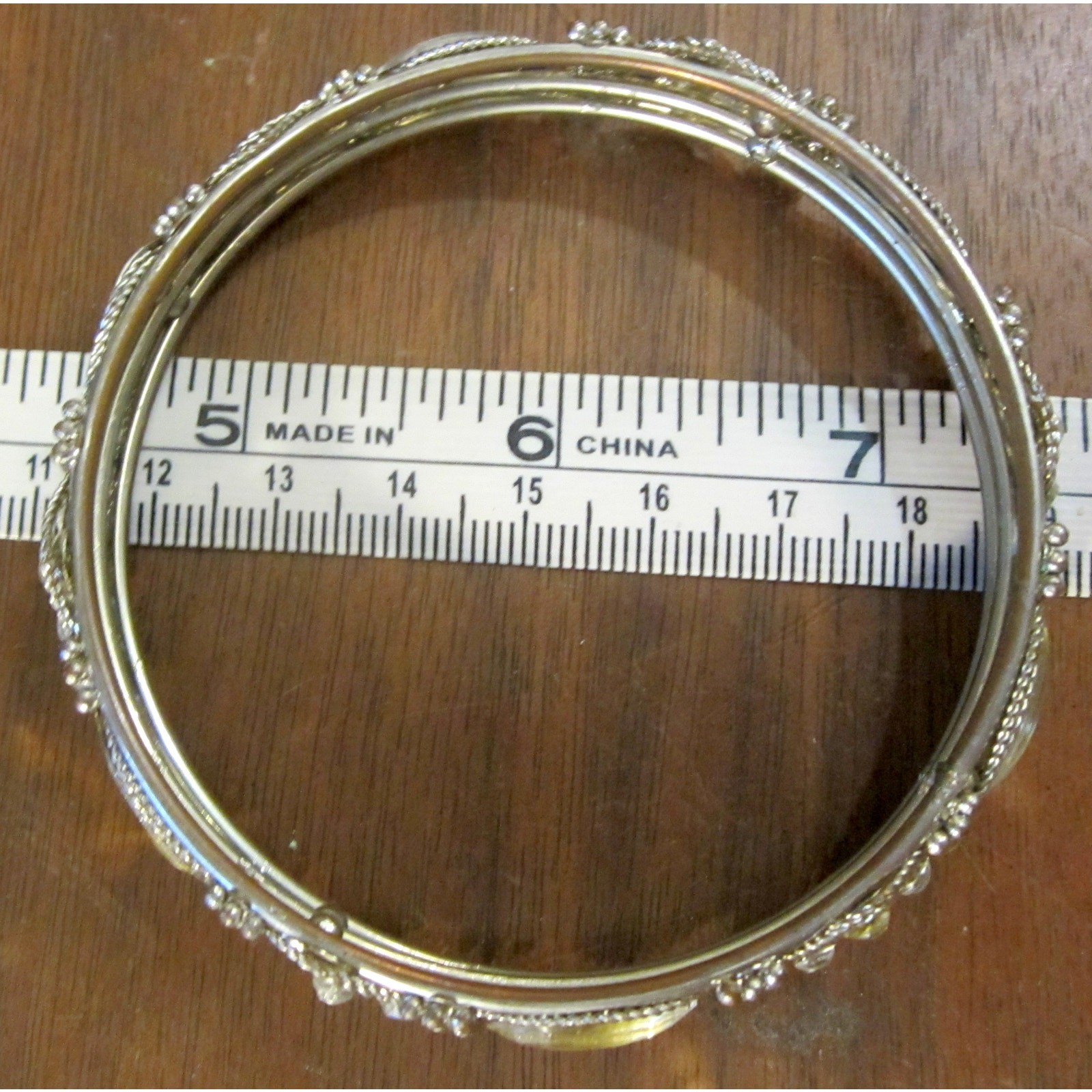 Silver Clad Clear Rhinestone Bracelet Bangle 2 5/8 in Opening 1/8 in Tall