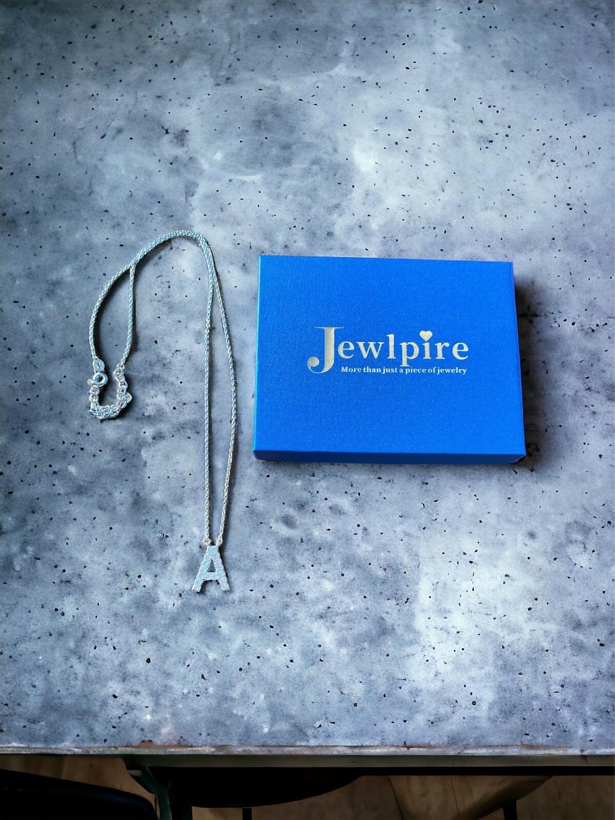 Jewlpire Sterling Silver CZ Initial A Necklace Pendant