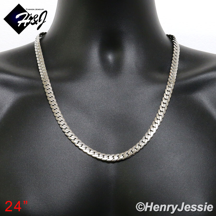 18-40″MEN Stainless Steel 3/4/5/6/8mm Silver Miami Cuban Curb Chain Necklace*155