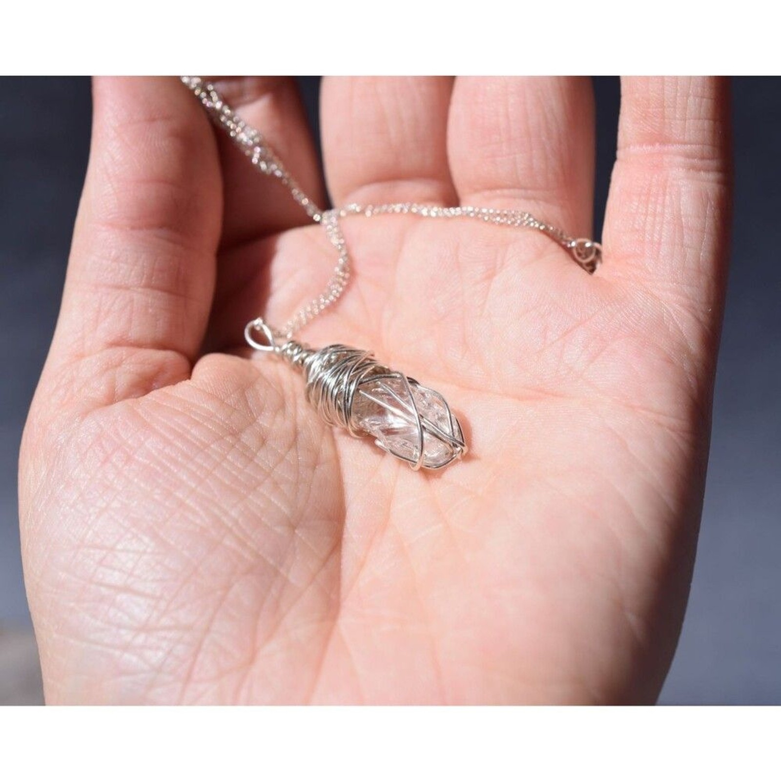 Sterling Silver Raw Diamond Necklace, Rough Diamond Necklace, Uncut Diamond Neck