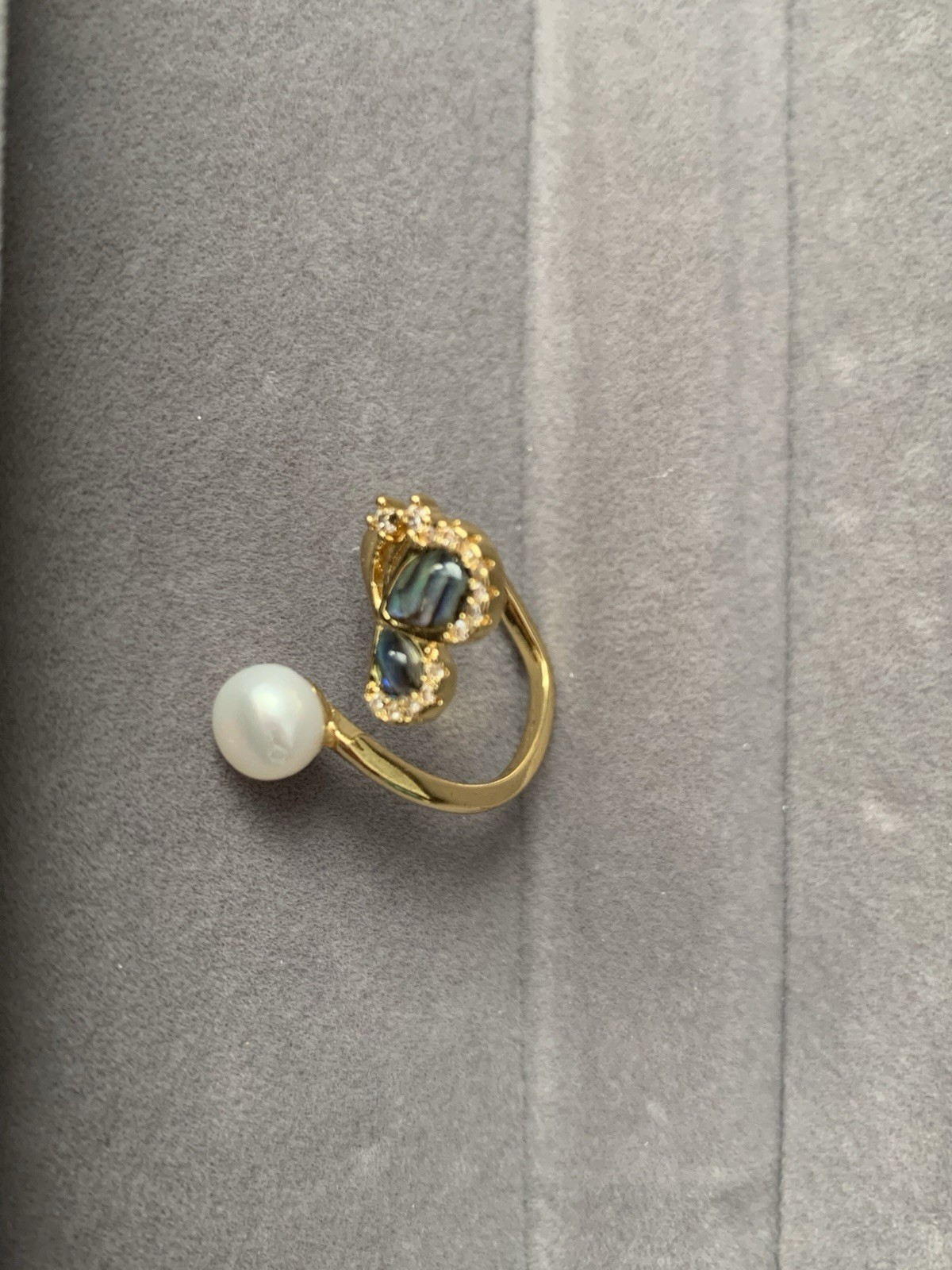 Adjustable Open Cuff Pearl Ring High Luster Jewelry Gift