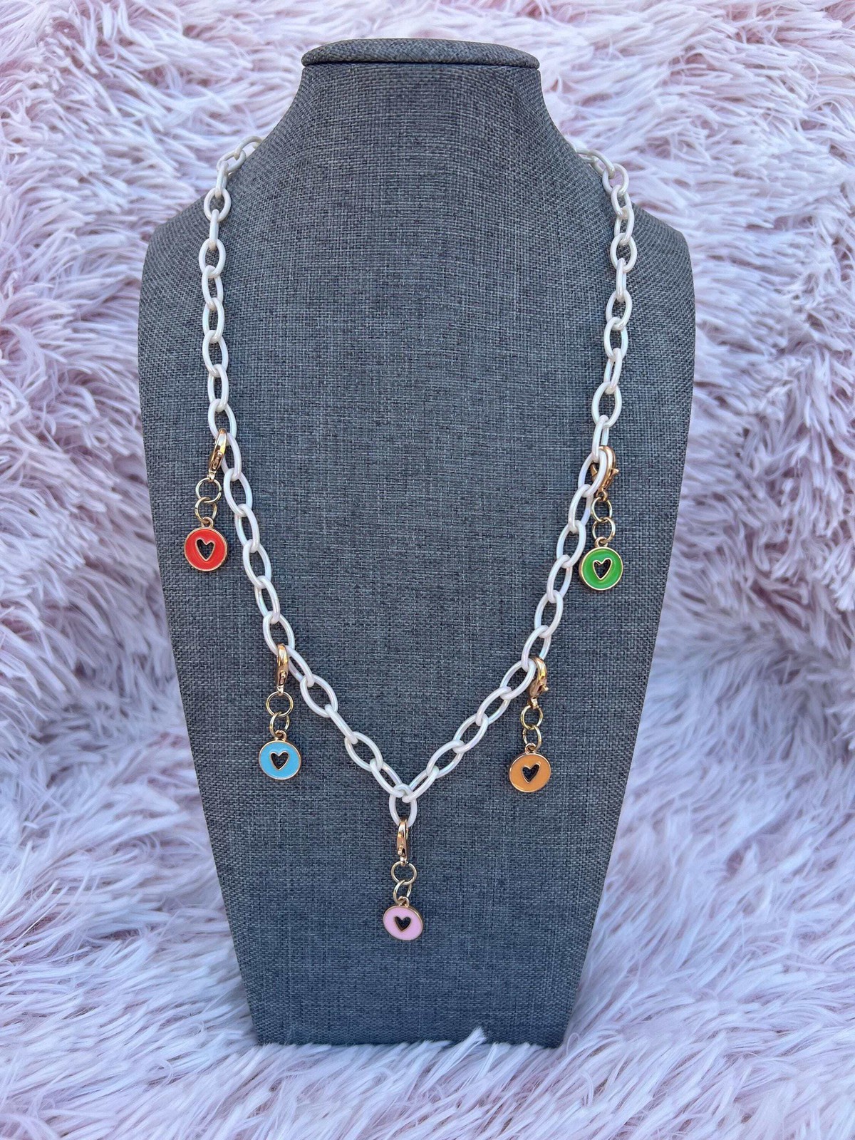 Rainbow Hearts Charm Necklace