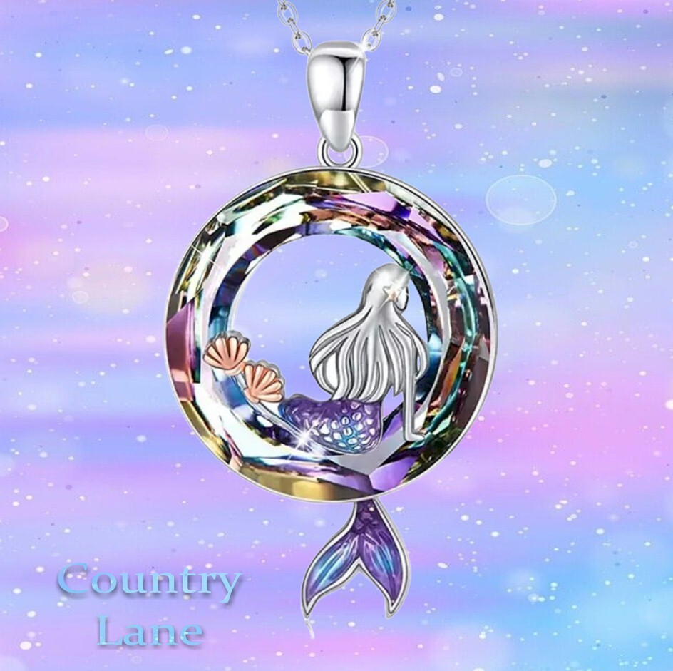 New Mermaid Seashell Crystal Womens Pendant Necklace 