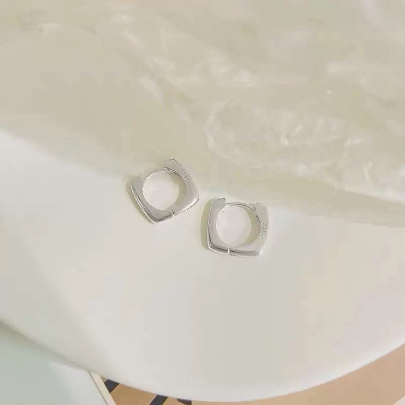 925 Sterling Silver Square Huggie Hoop Earrings Minimalist Small Hoops 472