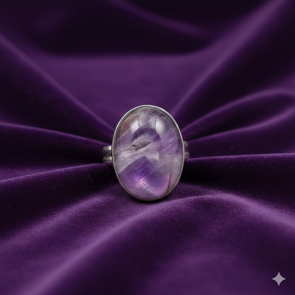 Sage Amethyst Gemstone Handmade Jewelry Ring Size 9