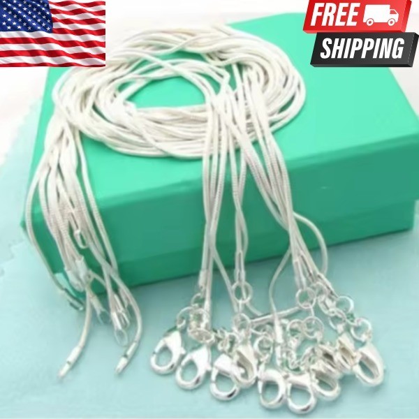 10PCS wholesale 925 sterling solid silver 1MM 16-30inch snake chain necklace