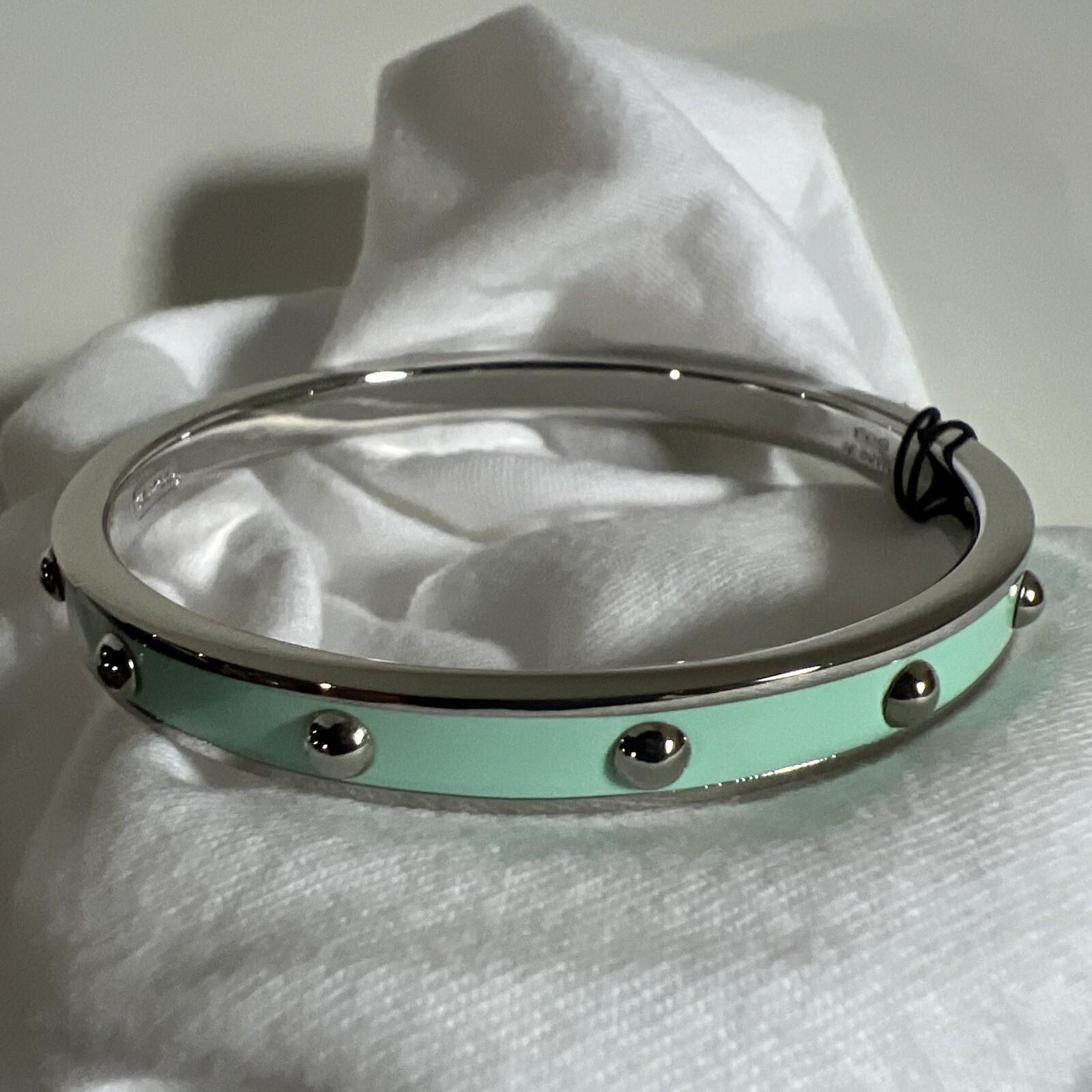 Coach bracelet bangle accessories W0.7cm x L19.5cm stud Silver x Green Ladies
