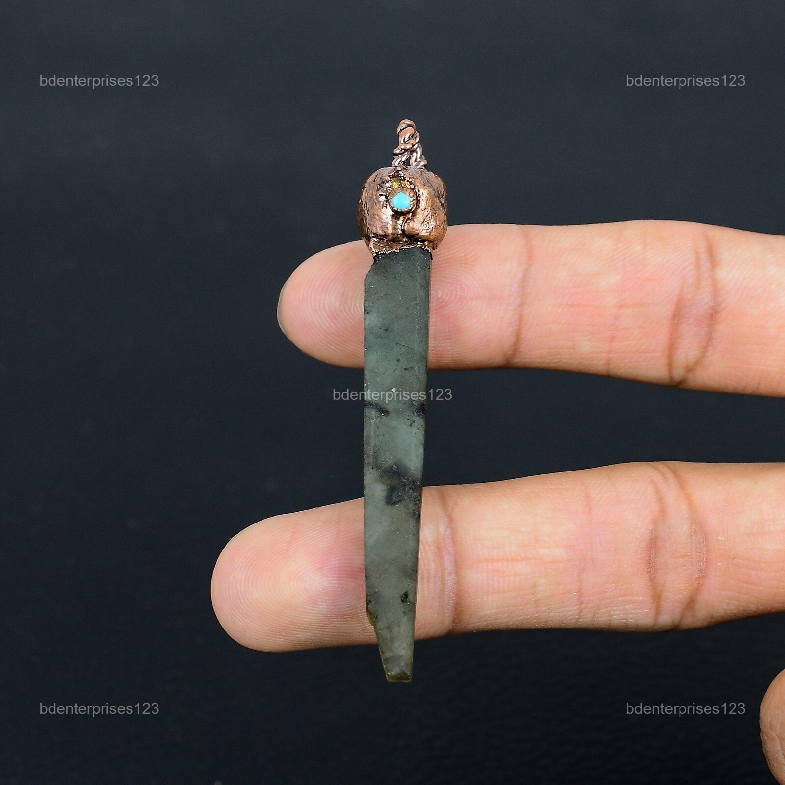 Labradorite Rough Stone Arizona Turquoise Electroformed Pendant Jewelry Copper