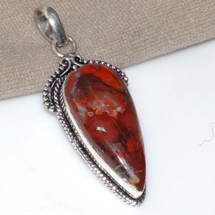 Lake Superior Agate 925 Silver Plated Pendant 2.2″ Stylish Jewelry Trendy JW