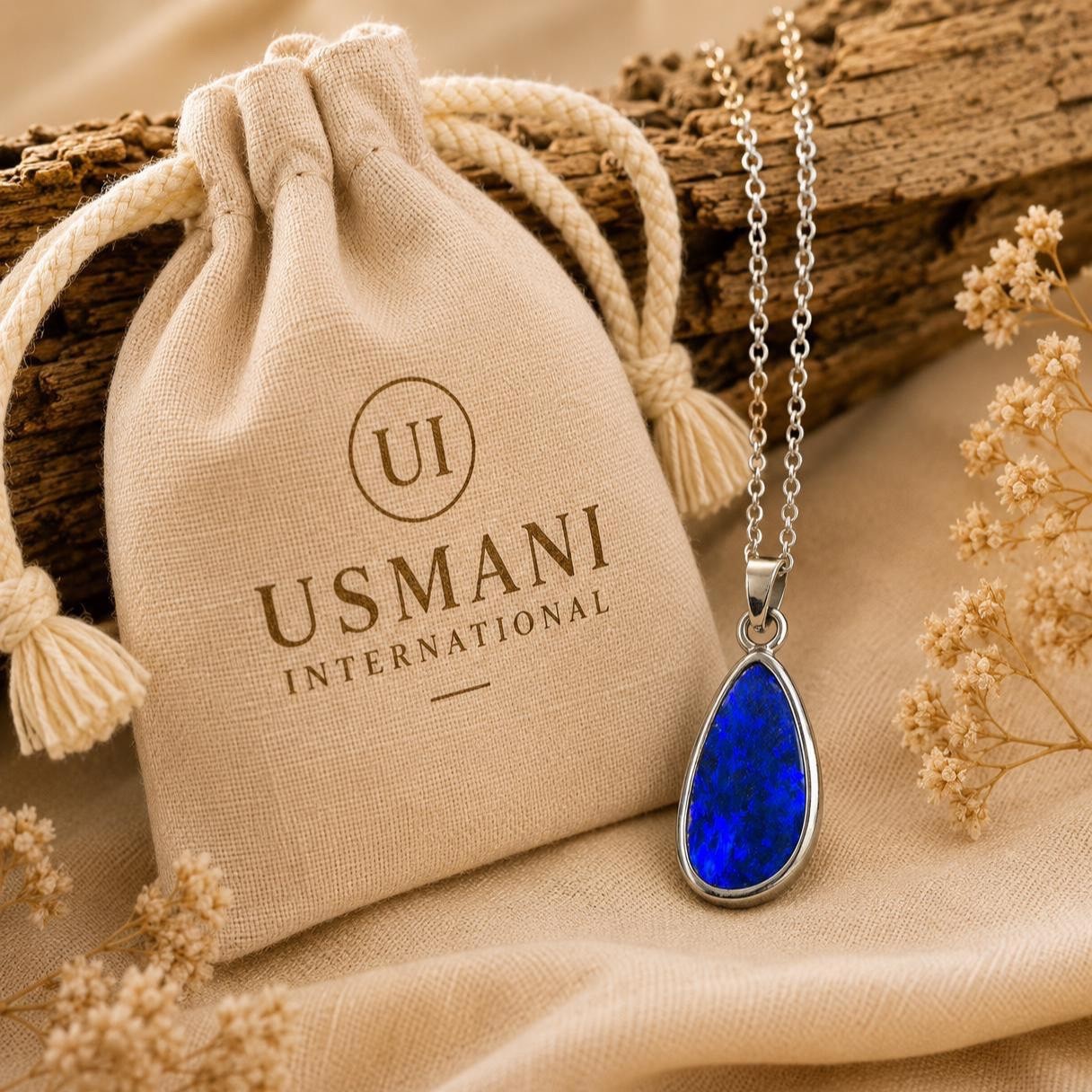 Blue Australian Doublet Opal Sterling Silver Pendant, Handmade Women’s Pendant