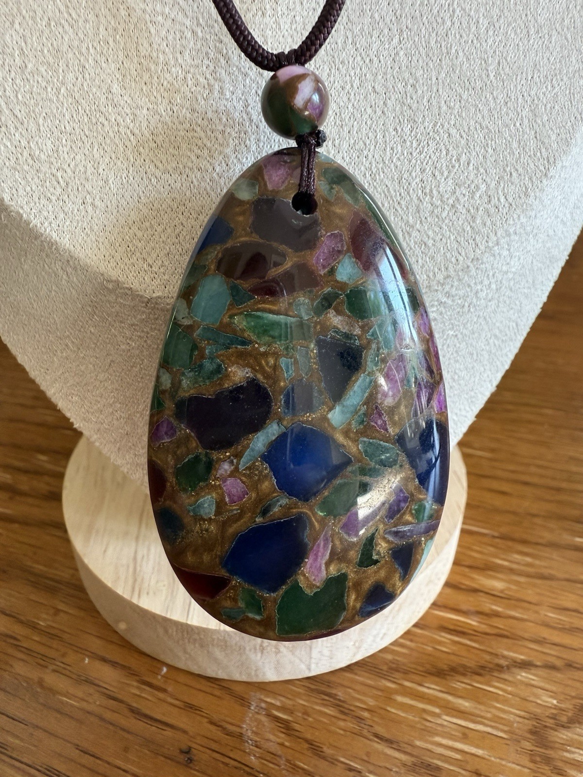 Liu Li Man Made Crystal Pendant With String Necklace