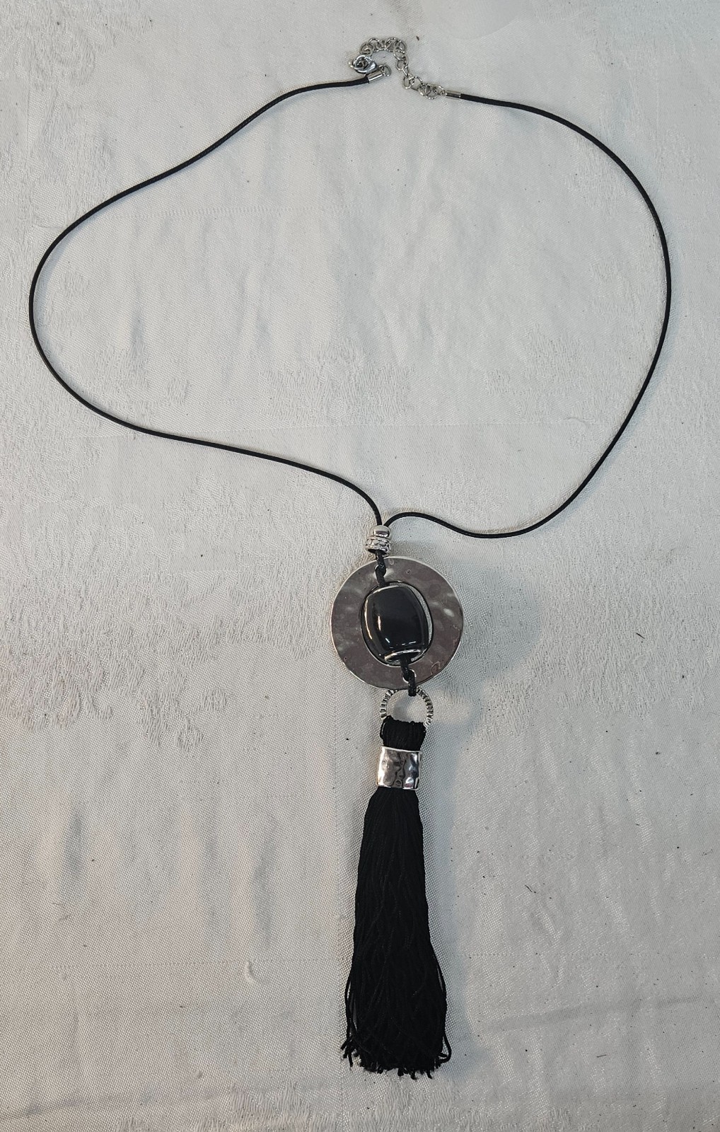 Silvertone Big TASSLE Pendant Fashion Necklace