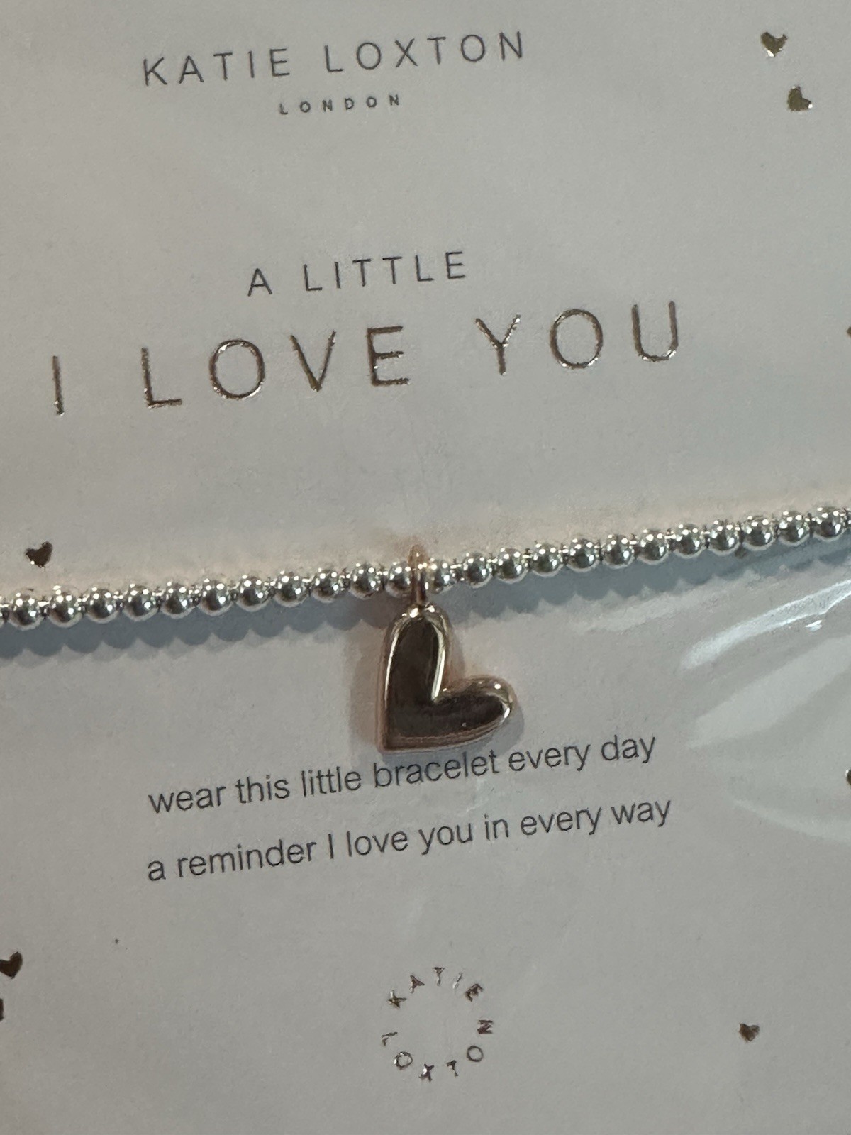 I LOVE YOU Silver Plated Beaded Bracelet With Rose Colored Heart Dangle Charm