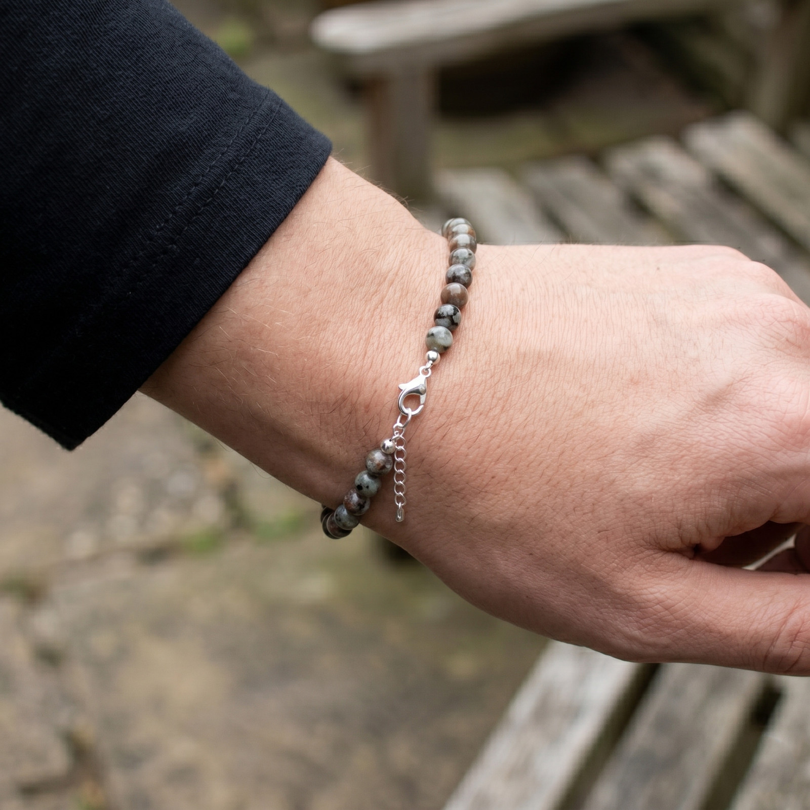 Natural Yooperlite UV Reactive Bracelet Dainty Silver Healing Crystal Jewelry