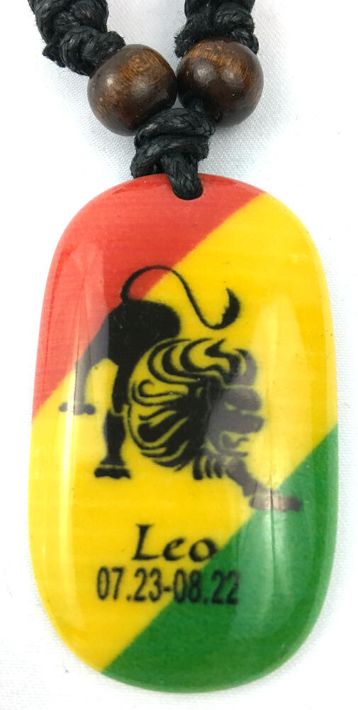Rasta Zodiac Symbols Adjustable Sliding Knot Necklace Ceramic Astrology Sign