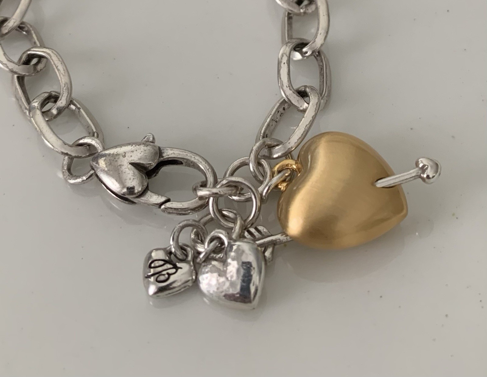 Brighton CUPID’S HEART, Circa 2015, Size 8 Inch Bracelet Remix, Two Tone