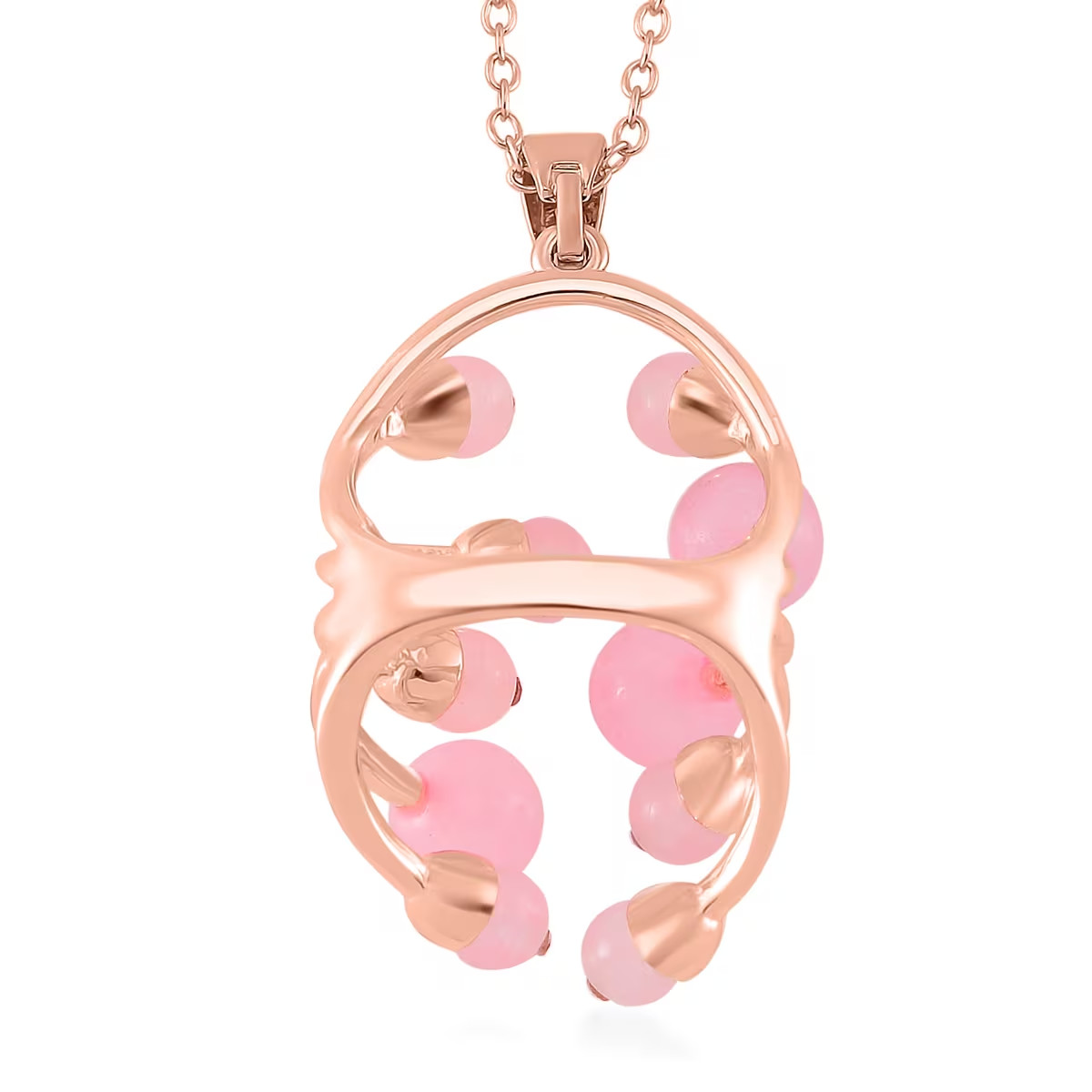 Galilea Rose Quartz and Pink Austrian Crystal 3.00 ctw Necklace in Rosetone 20″