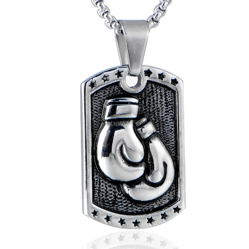 Boxing Glove Medallion Necklace Jewelry Pendant Sports Gloves Fighting