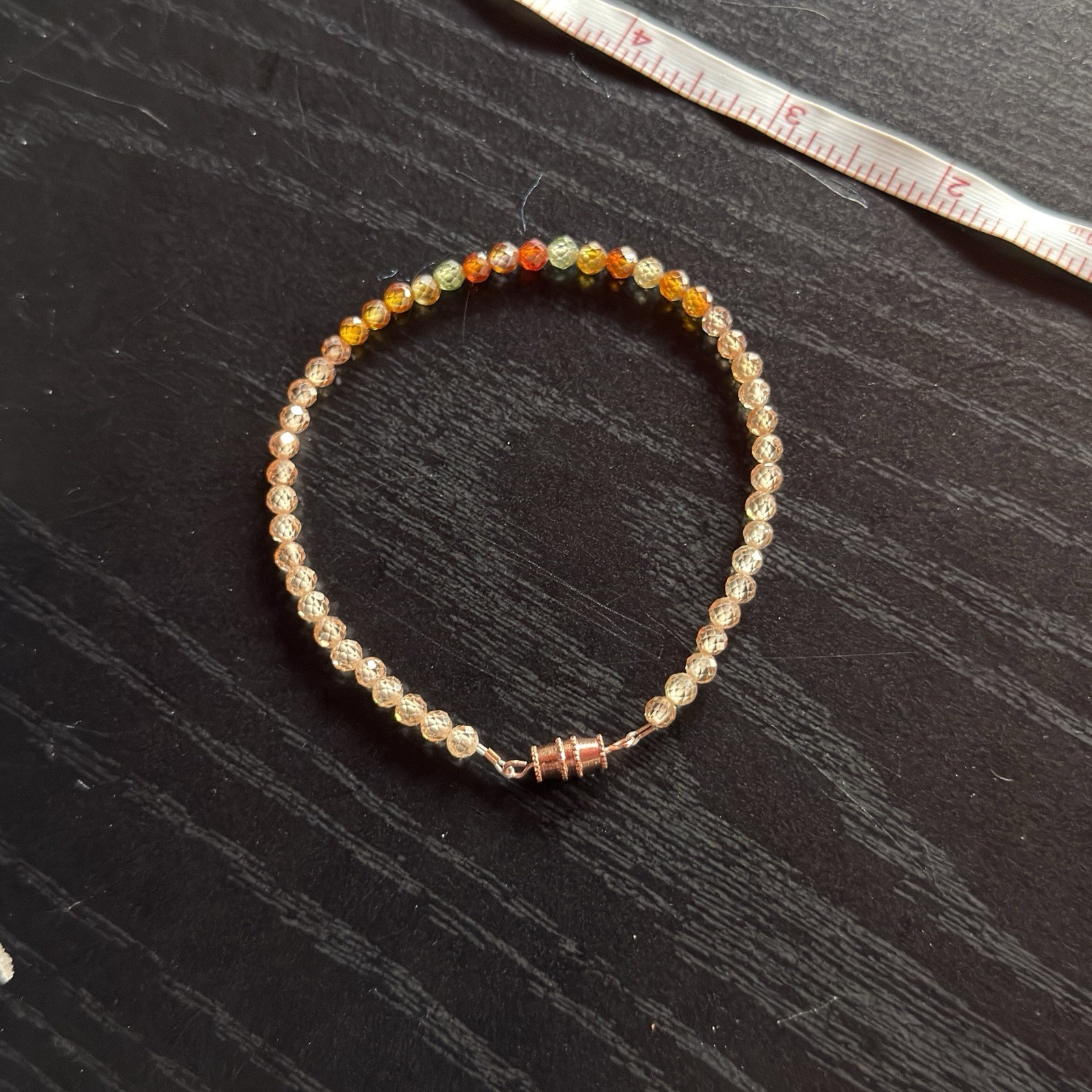 Zircon Natural Gemstone Bead Bracelet | Faceted Round 4mm
