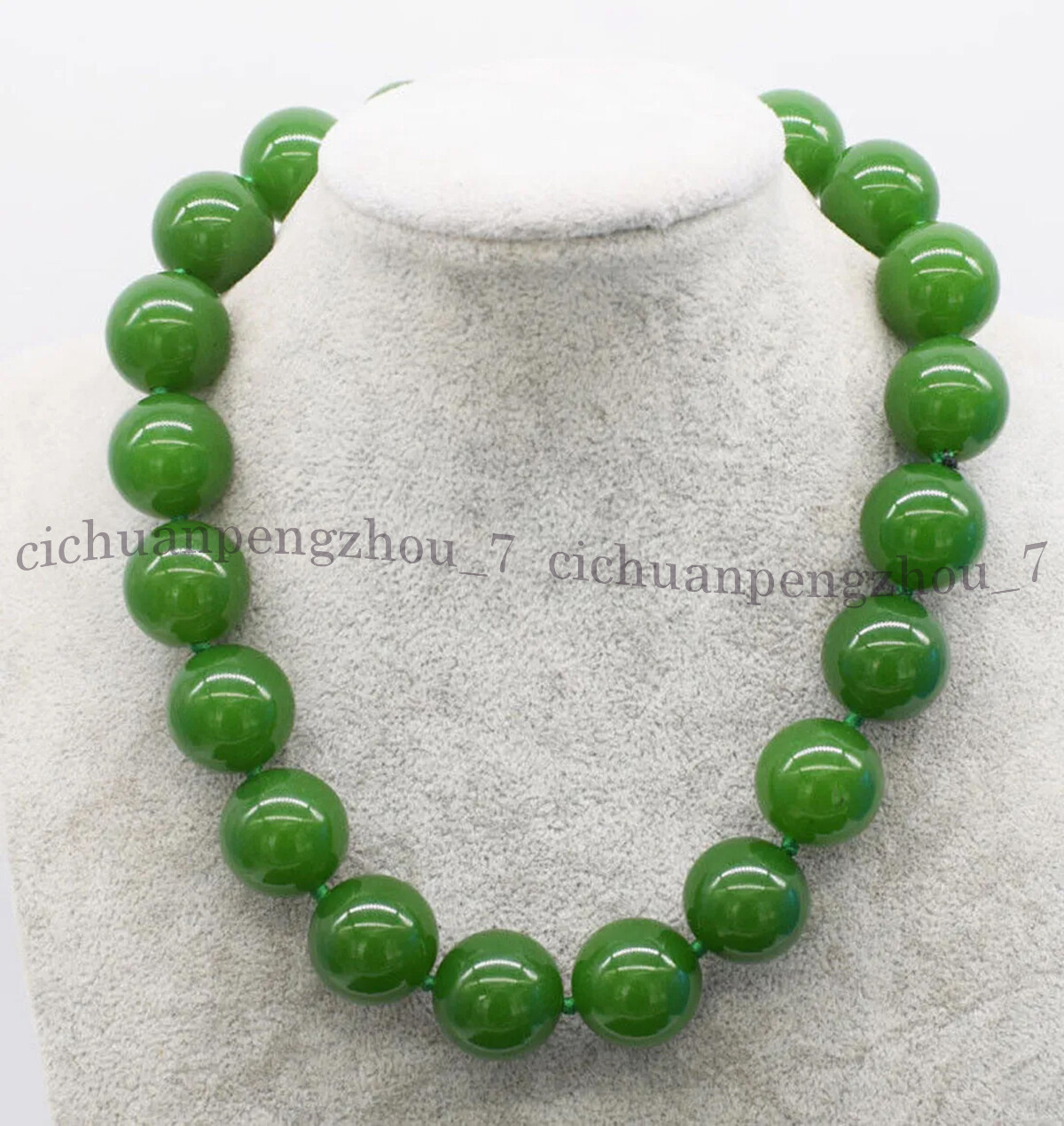 Huge 20mm Genuine Natural Green Jade Round Gems Beaded Necklace 14-32 inch