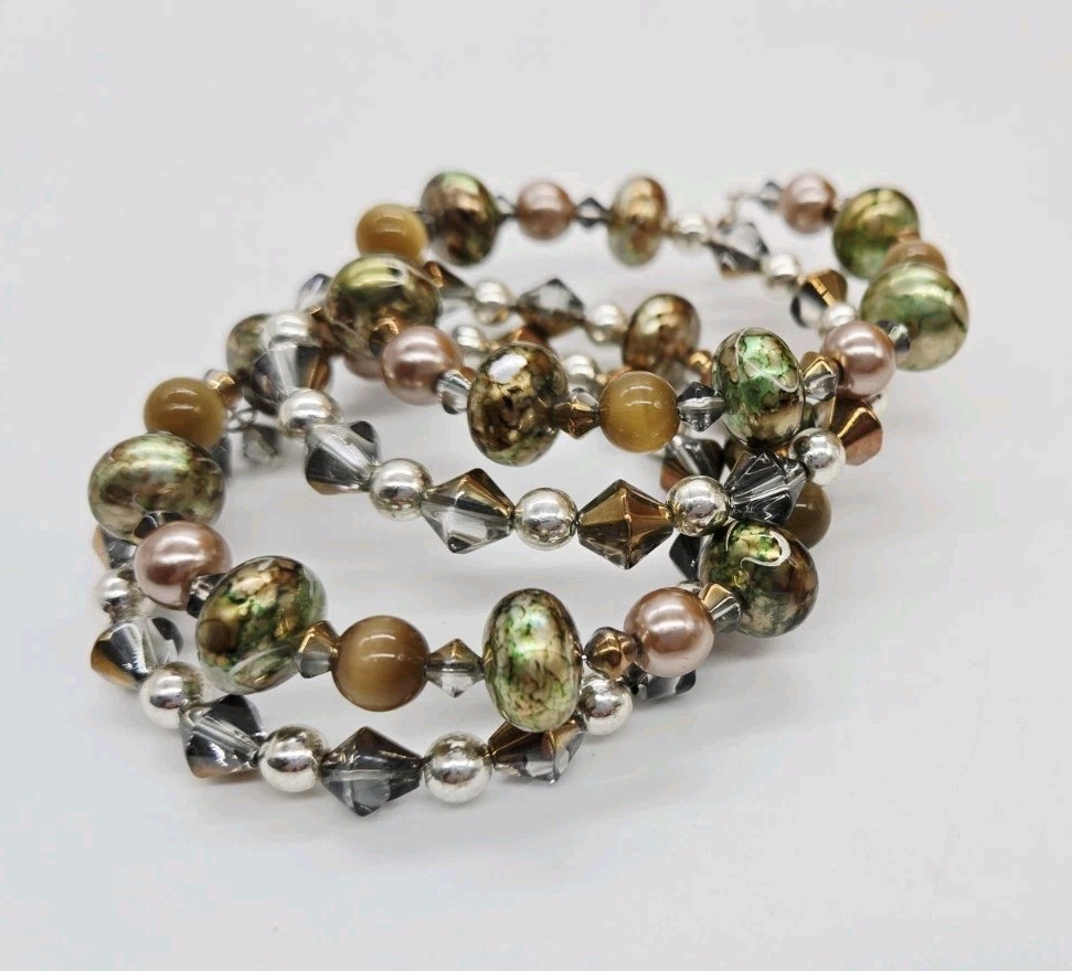 SNAKE Bracelet WIDE multi colored Beaded Wrap Around Statement Chunky Bohemian