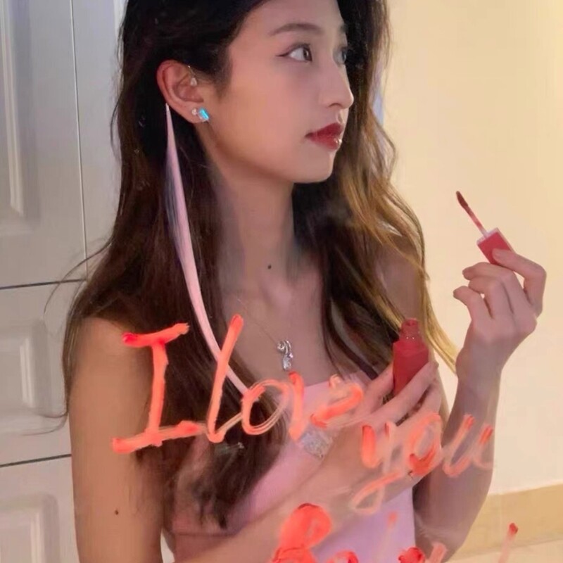Fashion Pink Long Hair Ear Hook Cute Girl Wigs Dyeing Ear Pendant with Long Hair