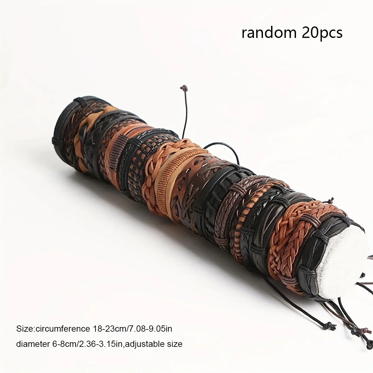 20pcs Braided Leather & Beads Bracelet Set – Adjustable Tribal Style Unisex