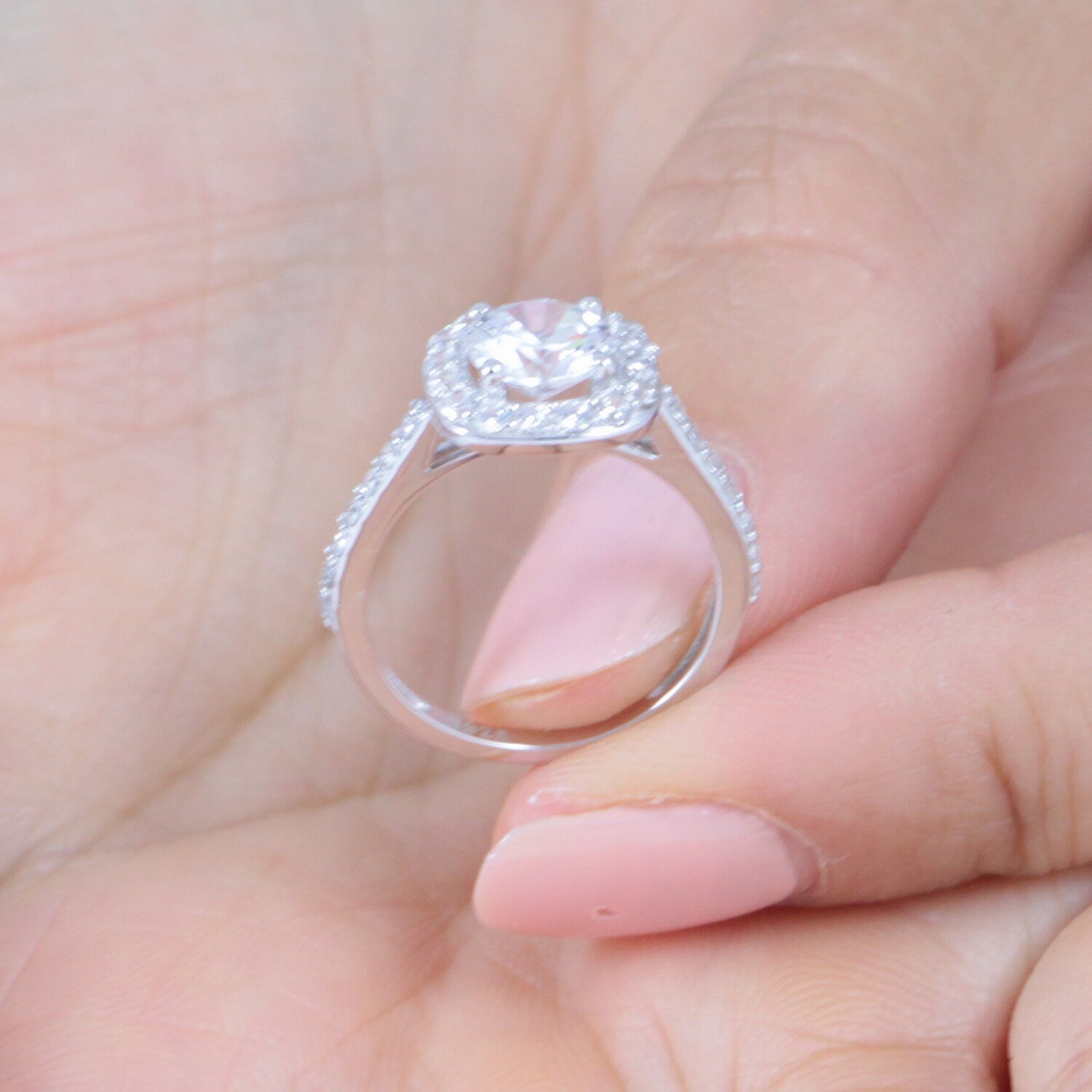925 Sterling CZ Halo Silver Engagement Wedding Band Ring Women Size 2.5-15 SA52E