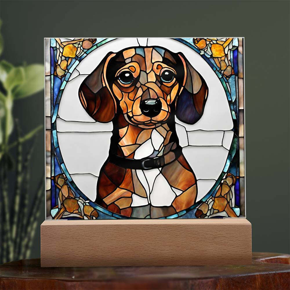 Dachshund Dog Acrylic Plaque with LED Lights