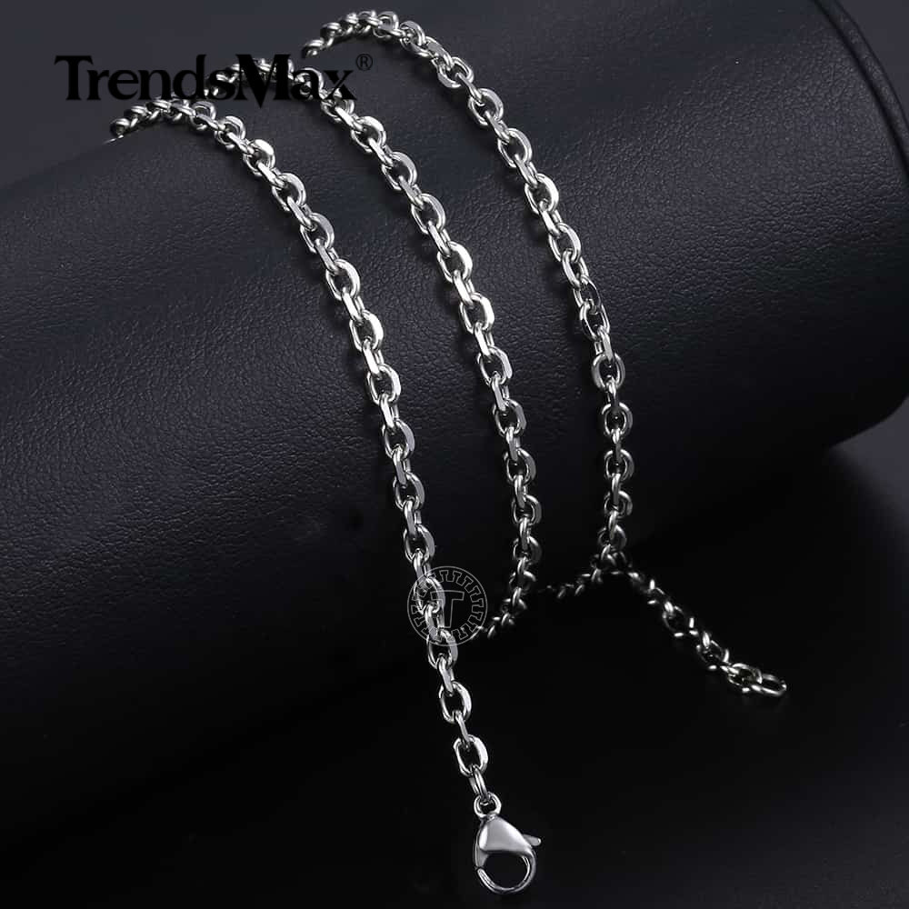 3-9mm 18-24″ Stainless Steel Mens Silver Diamond Cut Rolo Cable Chain Necklace