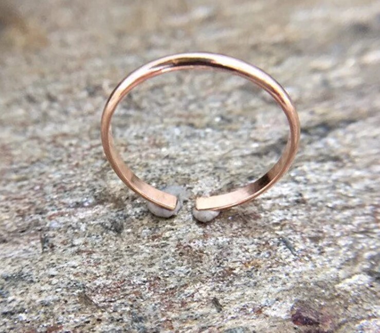 925 Solid Metal Women’s Daily Use Adjustable Band Toe Ring 14k Rose Gold Plated