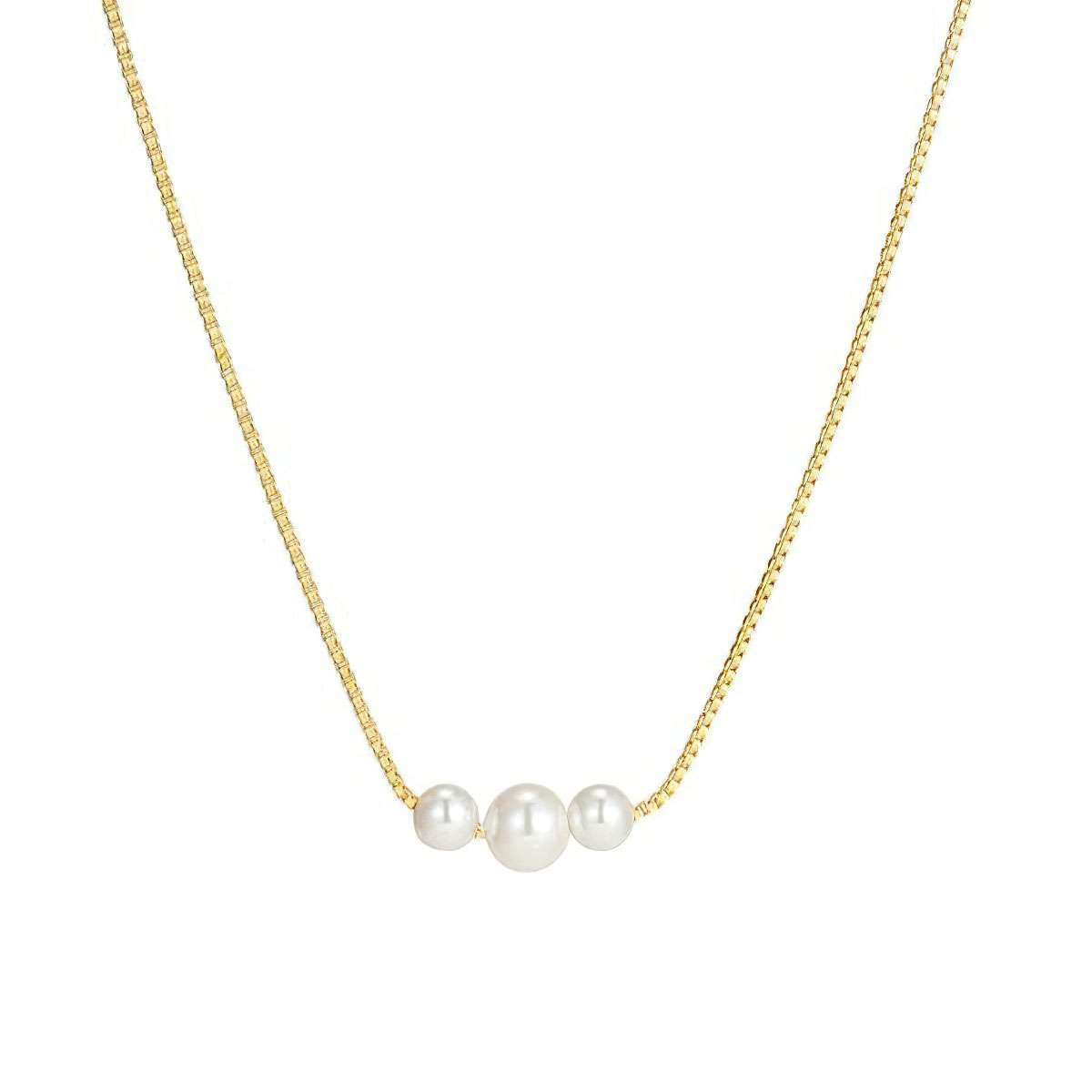 4 style Women Gold Plated Freshwater Pearl Beaded Chain Necklace 17.7in w/Box