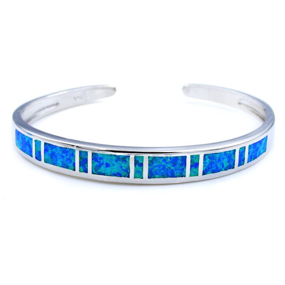Vikoly Fashion Fine Blue Fire Opal Bangles 925 Sterling Sliver Jewelry For Women