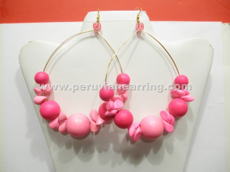 Handmade Colorful Wooden Hoop Earrings – Bold pink & Fucshia Statement Jewelry