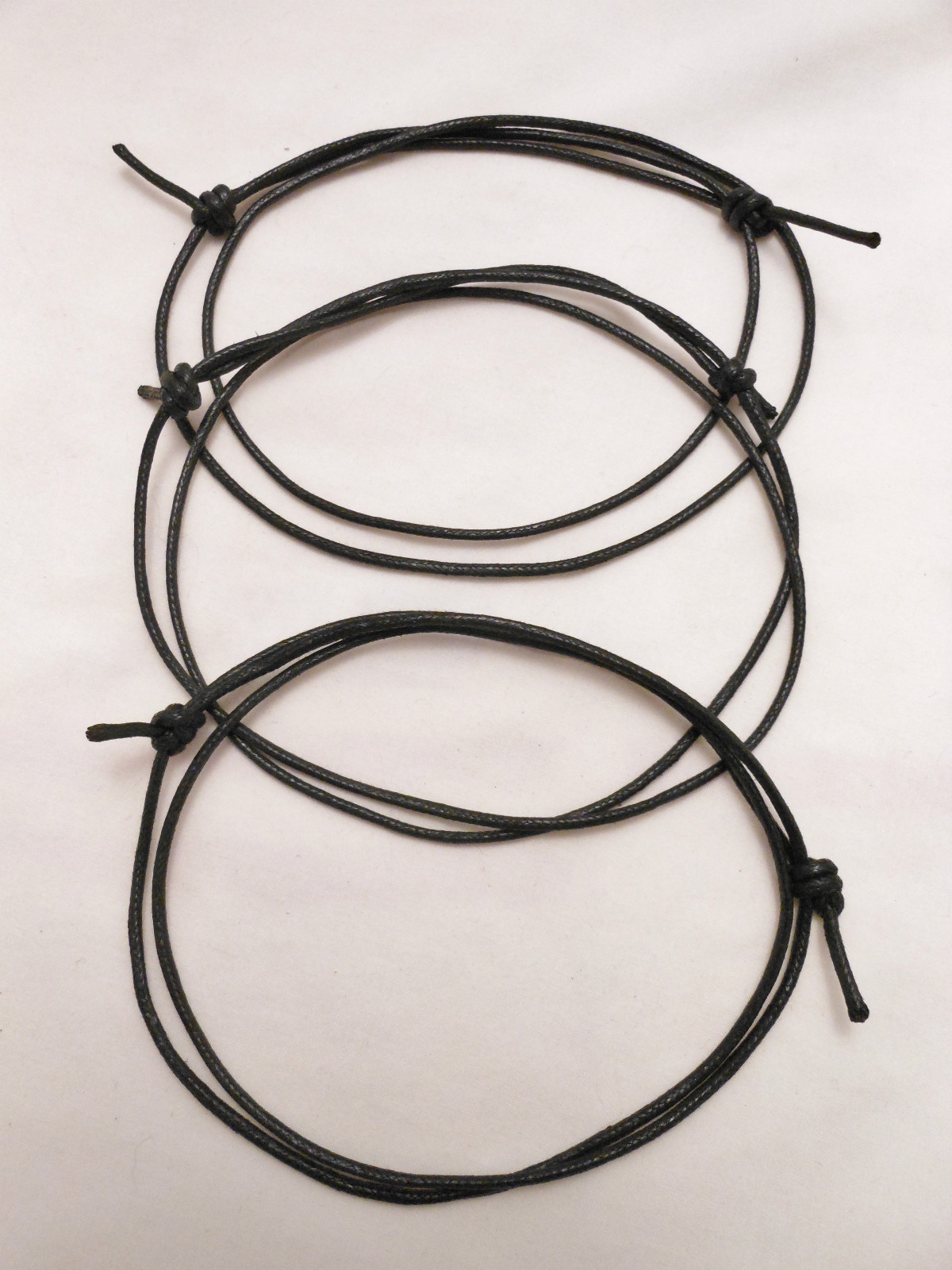 3 Surfer Choker Necklaces Unisex- Black Lightweight Cotton Cord-Fully Adjustable