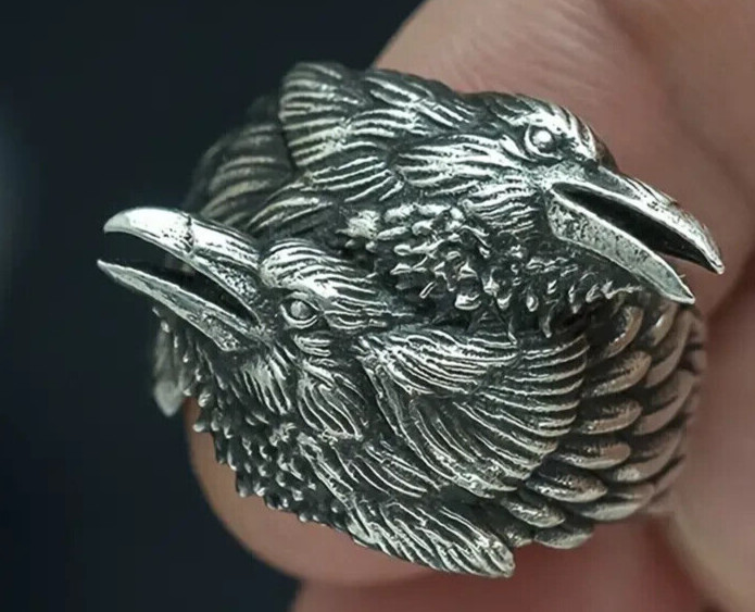 Viking Wrapped Raven Ring Nordic Mythology Odin Raven Stainless Steel 12 8750