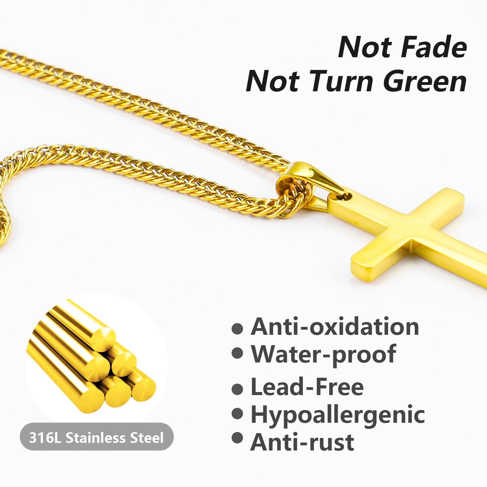 Men Women Boy Cross Necklace Stainless Steel Boy Plain Pendant Cuban Chain Gift