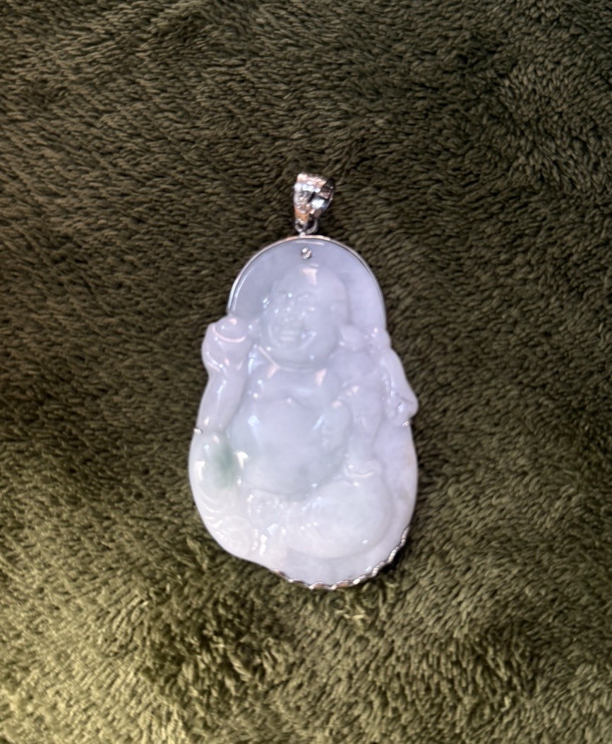 Maitreya laugh buddha Natural Jade natural color Pendant Phật Di Lạc