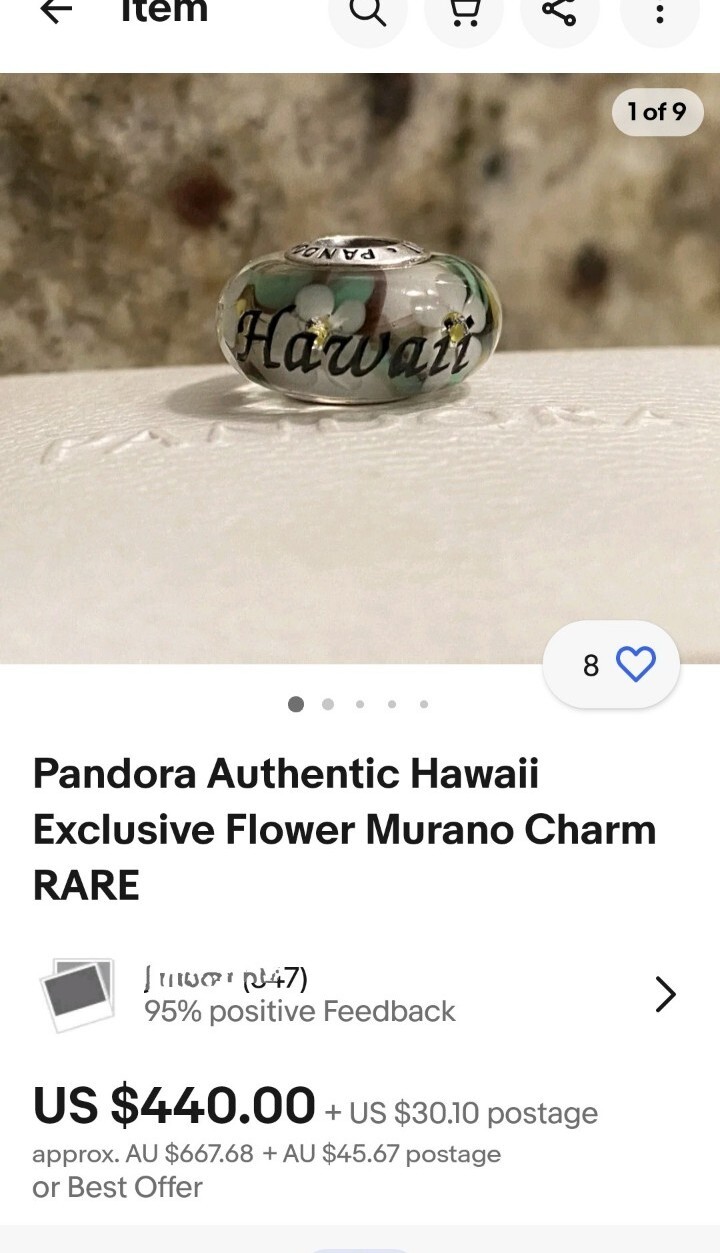 🌺🌊🌞✨Very RARE Hawaii EXCLUSIVE Pandora Charm Very Good Used Condition 🌺🌞🌊✨