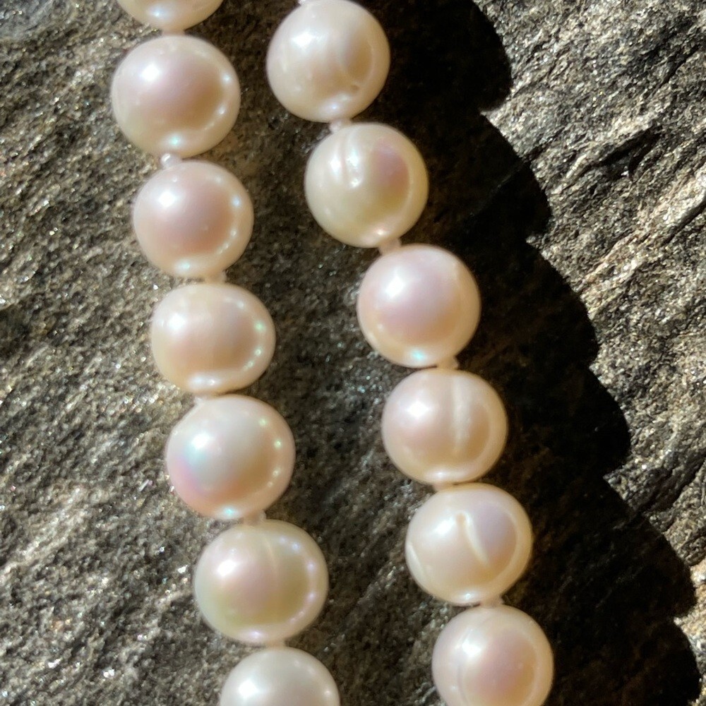 6-7mm Hand Strung Natural Rice Pearl Necklace Earring Set D7