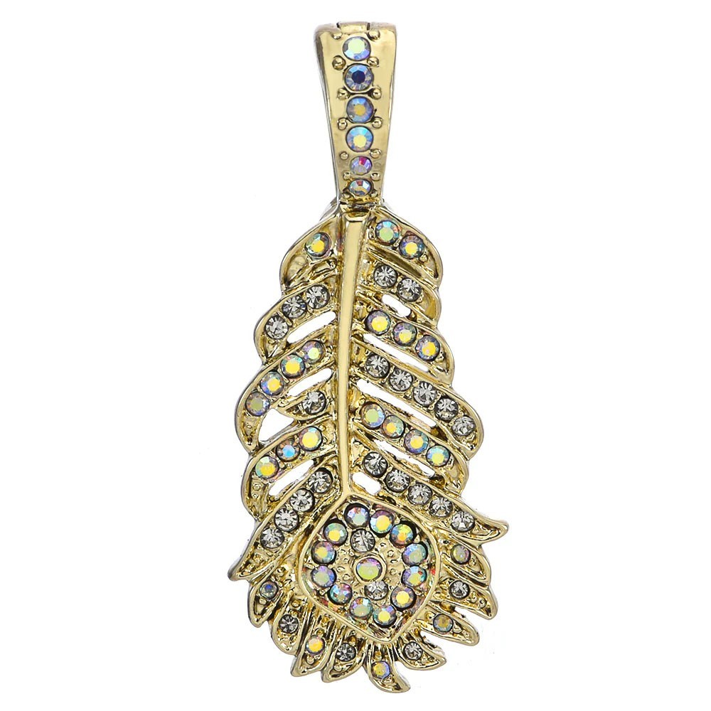 Kirks Folly Fairyland Peacock Feather Foldover Pendant goldtone