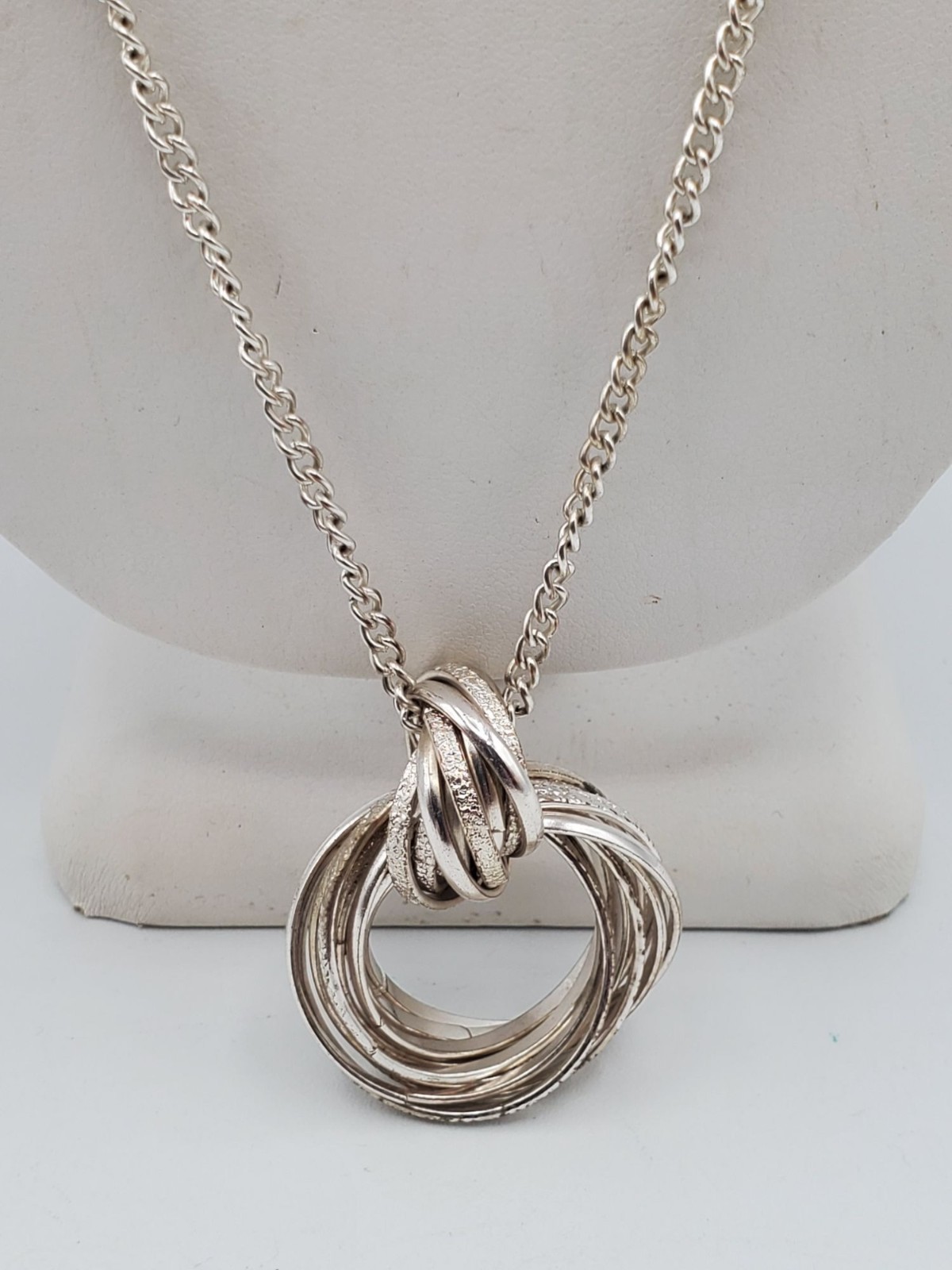 Silver-Tone Layered Circle Pendant Necklace With 24-Inch Chain