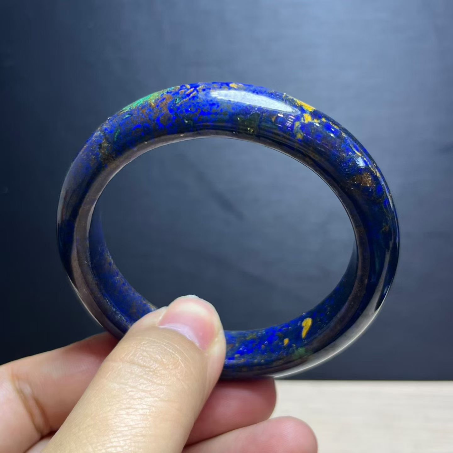 55mm Beauty Glittering Color Azurite & Malachite Crystal Bangle